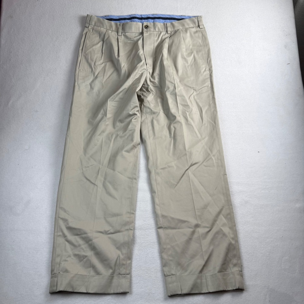 Brooks‎ Brothers Elliot Fit Advantage Chino Stretch Pleated Pants Tan 38x30